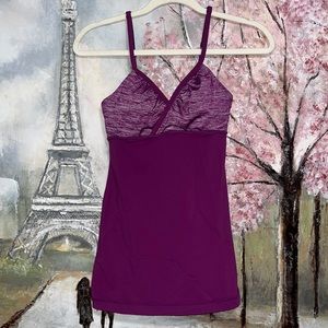 Lululemon Dance Strap Tank Top Color Block V-Neck Scoop Back Purple sz 4 EUC